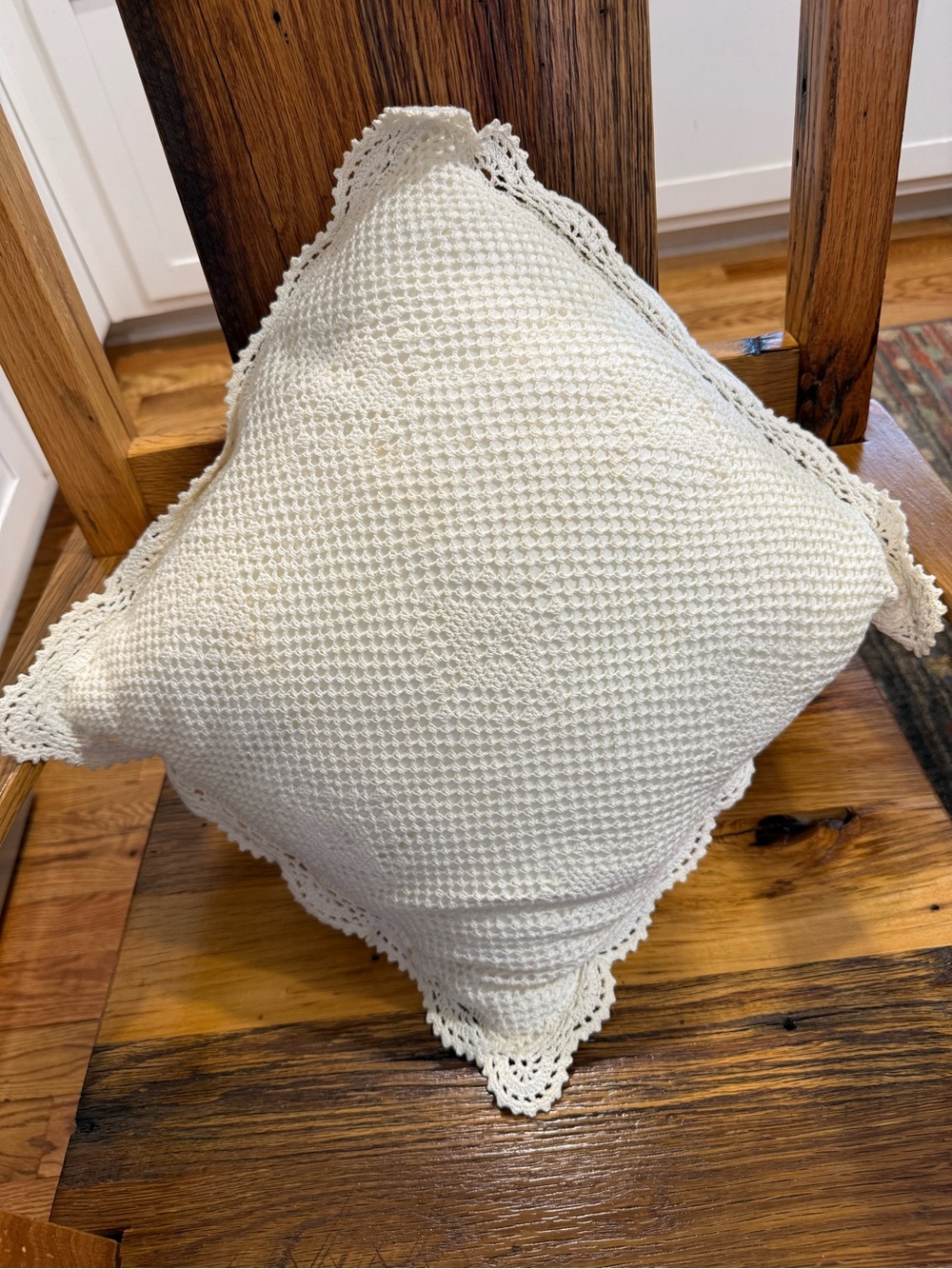 White Crochet Accent Pillow - Classic Home Accent